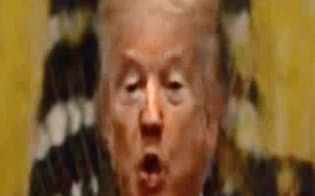 「Face2Face」の手法を使ってフェイク動画を作成した。表情を作る人（今回は筆者）がカメラの前で顔を動かすだけで、リアルタイムでトランプ大統領の表情が変わる（日経サ イエンス提供）