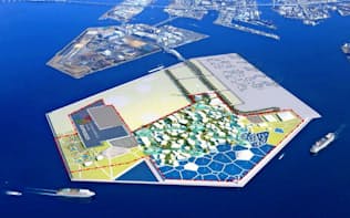 万博会場の全体イメージ（大阪湾の人工島・夢洲）=経済産業省提供