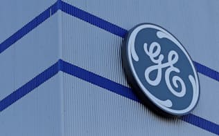 FILE PHOTO: The General Electric logo is pictured on the General Electric offshore wind turbine plant in Montoir-de-Bretagne, near Saint-Nazaire, western France, November 21, 2016.  REUTERS/Stephane Mahe/File Photo