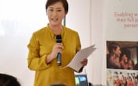 サッカー元女子日本代表の東明さんはコンサルタントに転身した（東京都港区でのイベント）