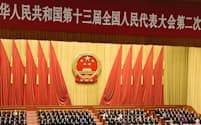 5日、北京の人民大会堂で開幕した中国全人代=共同