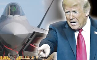 トランプ米大統領とF-22戦闘機、コラージュ