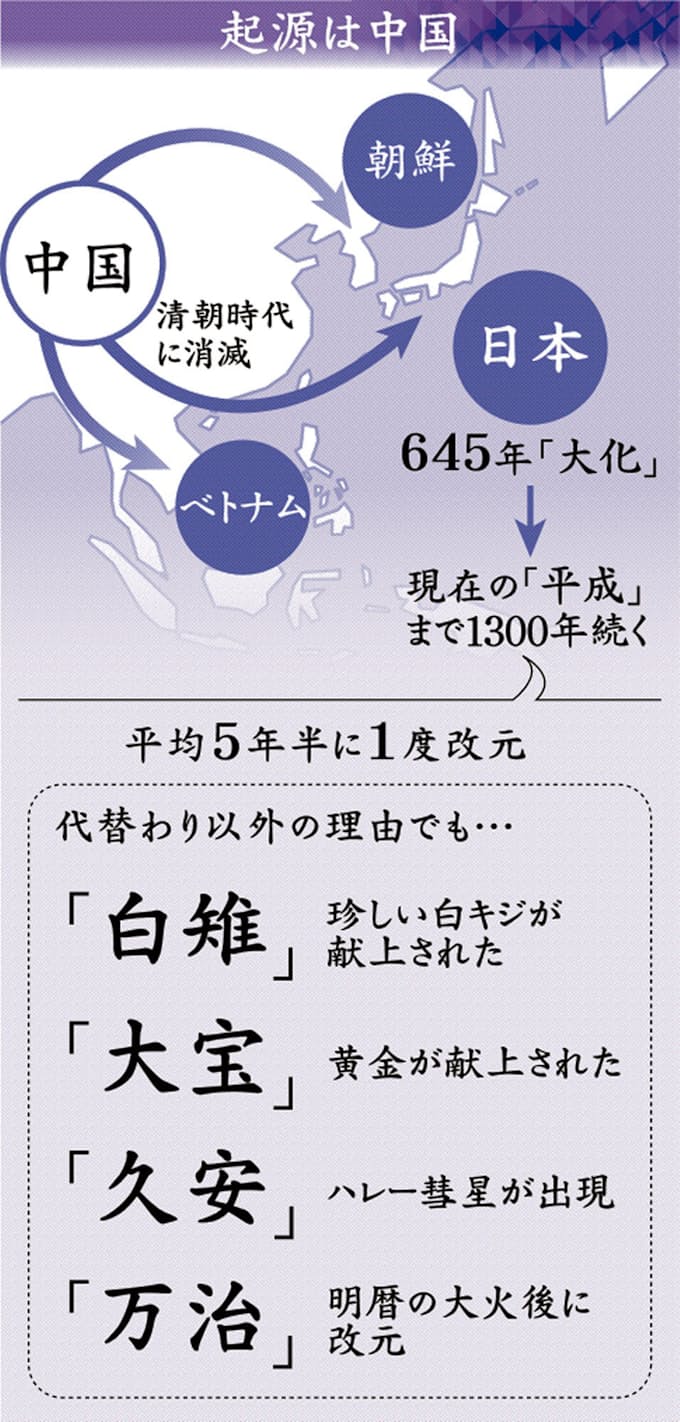 イチから分かる元号 最長は 最多漢字は 日本経済新聞