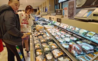 ソウル市内の鮮魚売り場には日本産海産物は並んでいなかった（12日）