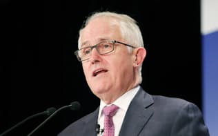 「アジアの未来」で講演するターンブル・前オーストラリア首相（31日、東京都千代田区）
