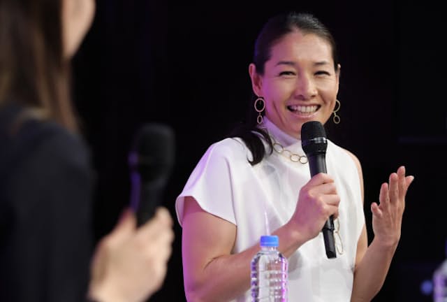 「WOMAN　EXPO　TOKYO　2019」で話すテニスプレーヤーの伊達公子さん（5月19日、東京都港区）