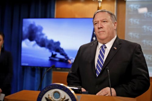 ポンペオ米国務長官はタンカー攻撃をイランの責任だと主張した(写真はAP)