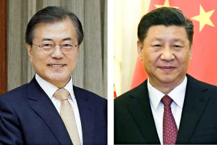 韓国の文在寅大統領(左)と中国の習近平国家主席=ロイター・共同 韓国の文在寅大統領(左)と中国の習近平国家主席=ロイター・共同