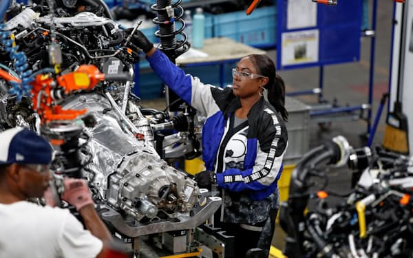 製造業の就業者の増加幅は大幅に鈍化した（米中西部シカゴのフォード工場）=ロイター