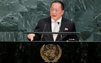 国連で演説する北朝鮮の李容浩外相（17年9月23日、ニューヨーク）=ロイター