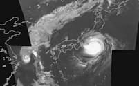台風15号はコンパクトだが非常に強く、危険なコースをとった（9月8日午後11時。気象庁提供）