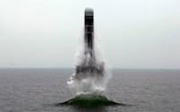 北朝鮮が2日発射したSLBM「北極星3」（労働新聞ホームページから）