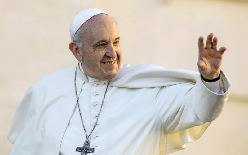 Pope Francis waves during his weekly general audience in St. Peter's Square at the Vatican, Wednesday, Oct. 9, 2019. (Fabio Frustcai/ANSA via AP) Pope Francis waves during his weekly general audience in St. Peter's Square at the Vatican, Wednesday, Oct. 9, 2019. (Fabio Frustcai/ANSA via AP)