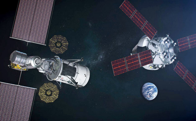 ゲートウエーに近づくオリオン宇宙船 ゲートウエーに近づくオリオン宇宙船