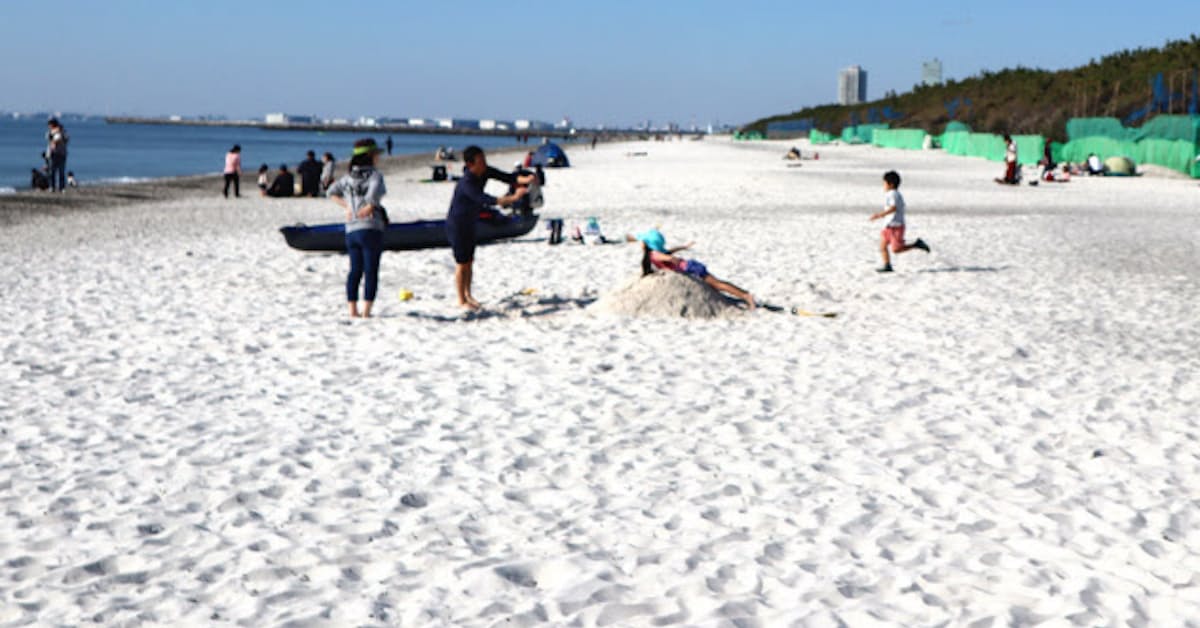 千葉市の稲毛海浜公園 陽光に映える白い砂浜 日本経済新聞