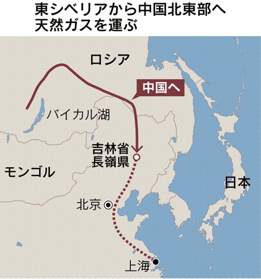 中ロ エネルギー互恵深化 初の天然ガスパイプライン 日本経済新聞
