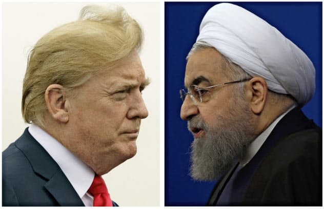 イランのロウハニ大統領(右)とトランプ米大統領=AP イランのロウハニ大統領(右)とトランプ米大統領=AP