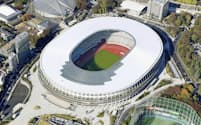 　2020年東京五輪・パラリンピックのメインスタジアムとなる国立競技場=共同
