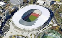 2020年東京五輪・パラリンピックのメインスタジアムとなる国立競技場=共同
