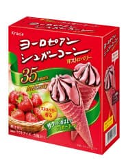 クラシエフーズの「ヨーロピアンシュガーコーン Wストロベリー」。いちご味のコーンを使用した クラシエフーズの「ヨーロピアンシュガーコーン Wストロベリー」。いちご味のコーンを使用した