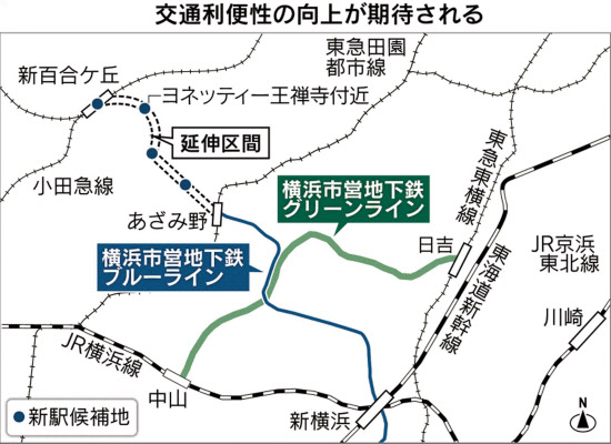 横浜市営地下鉄 新百合ケ丘駅への延伸ルート決定 日本経済新聞