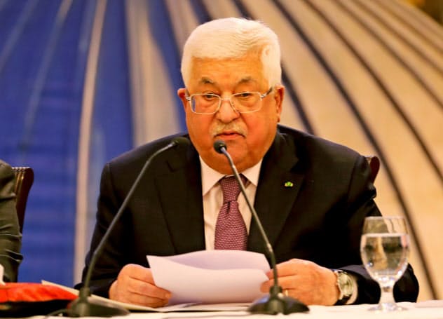 パレスチナ自治政府のアッバス議長は28日、米国の和平案を拒否すると表明した＝ロイター