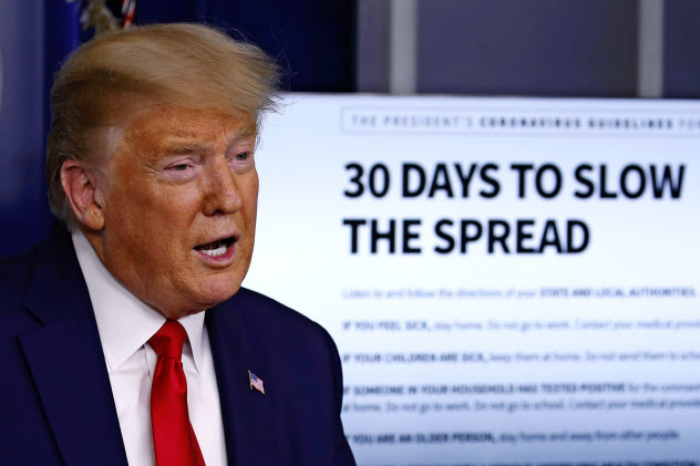 31日、ホワイトハウスで記者会見するトランプ米大統領=AP 31日、ホワイトハウスで記者会見するトランプ米大統領=AP