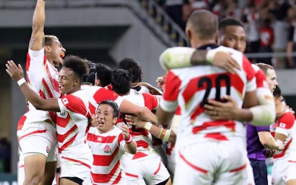 日本代表は過去2回のW杯で7勝をあげている（2019年W杯アイルランド戦）