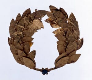 金製月桂冠(ギリシャ、紀元前4世紀頃)=天理参考館提供