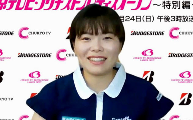オンラインで取材に応じる女子ゴルフの勝みなみ(20日午後)=共同 オンラインで取材に応じる女子ゴルフの勝みなみ(20日午後)=共同
