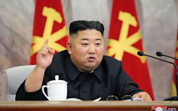 朝鮮労働党中央軍事委員会拡大会議に出席する金正恩党委員長=朝鮮中央通信・共同