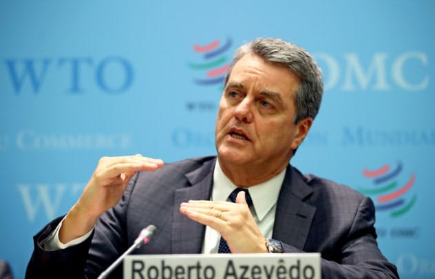 WTOのアゼベド事務局長の任期は2021年8月末までだった=ロイター WTOのアゼベド事務局長の任期は2021年8月末までだった=ロイター
