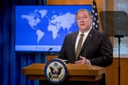 中国の信教の自由抑圧を批判したポンペオ米国務長官(10日、ワシントン)=AP 中国の信教の自由抑圧を批判したポンペオ米国務長官(10日、ワシントン)=AP
