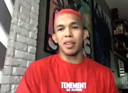 オンラインで記者会見するラベナ。バスケ男子B1の三遠に「アジア特別枠」として入団する=共同