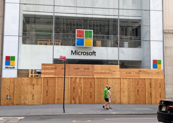マイクロソフトの店舗は新型コロナの影響で休業している(写真はニューヨークの店舗)