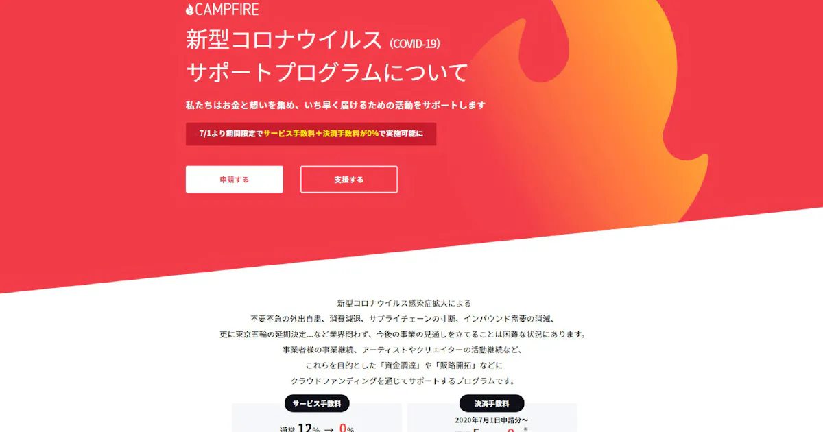 新型コロナ キャンプファイヤー コロナ関連支援の手数料無料に 日本経済新聞