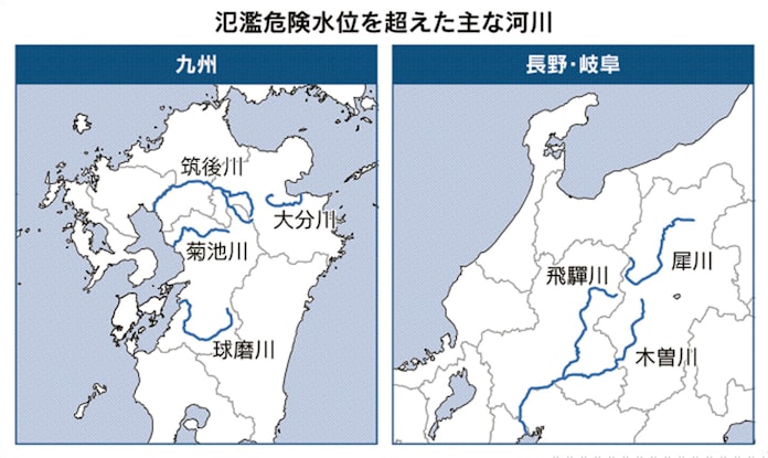 氾濫危険水位 超過は115河川 高まるリスク 日本経済新聞