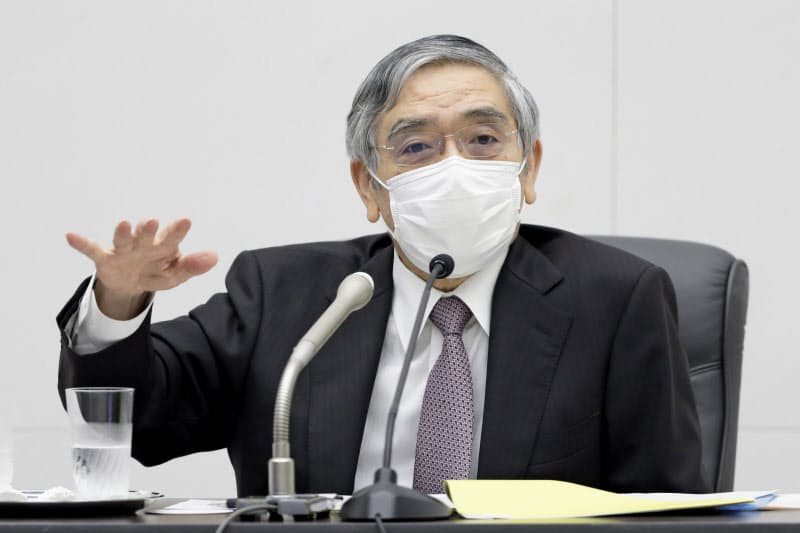 金融政策決定会合後に記者会見する日銀の黒田東彦総裁(代表撮影) 金融政策決定会合後に記者会見する日銀の黒田東彦総裁(代表撮影)