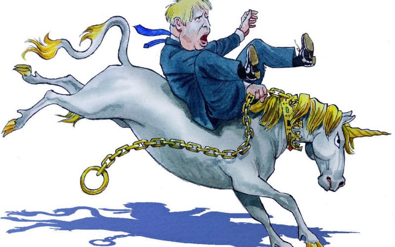 イラスト James Ferguson/Financial Times(ユニコーンはスコットランドの国獣) イラスト James Ferguson/Financial Times(ユニコーンはスコットランドの国獣)