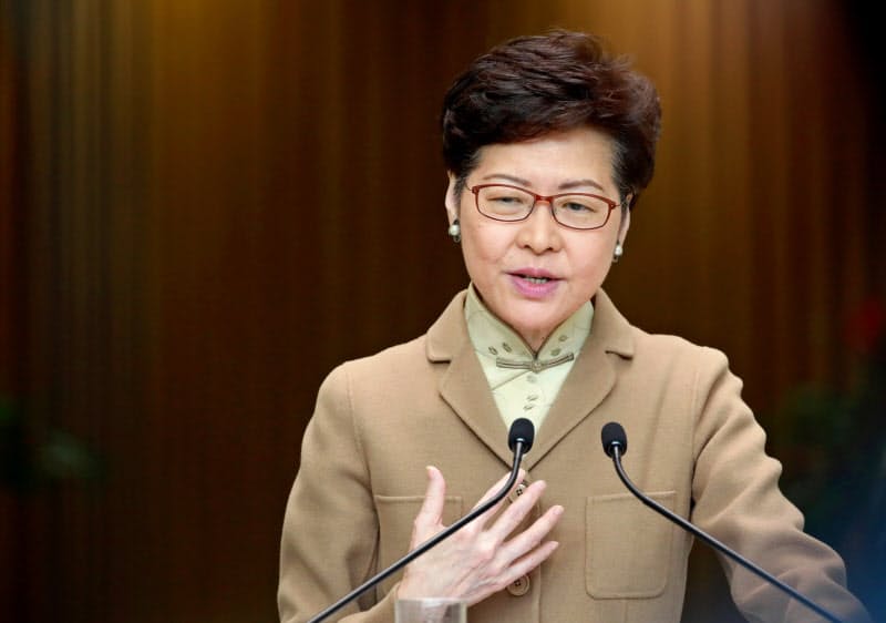 米国の制裁対象となった林鄭月娥行政長官=ロイター 米国の制裁対象となった林鄭月娥行政長官=ロイター