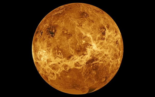 NASAの探査機「オービター」が撮影した 金星の合成画像=NASA提供・ロイター