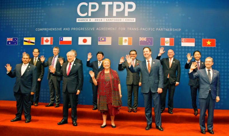 日本とカナダは環太平洋経済連携協定(TPP)で丸太の安定供給で合意したが……(2018年3月チリ・サンティアゴでの閣僚署名式) 日本とカナダは環太平洋経済連携協定(TPP)で丸太の安定供給で合意したが……(2018年3月チリ・サンティアゴでの閣僚署名式)
