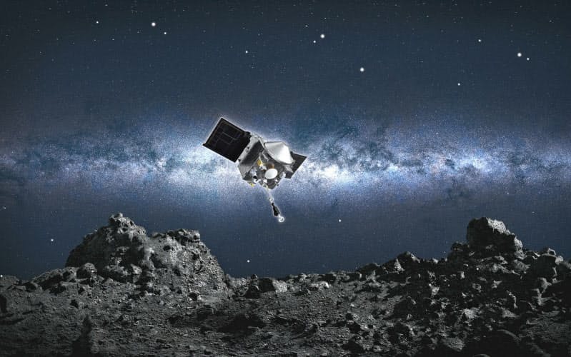 小惑星ベンヌに着陸するオシリス・レックスの想像図=NASA提供 小惑星ベンヌに着陸するオシリス・レックスの想像図=NASA提供