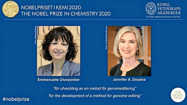 ノーベル化学賞の受賞が決まった(左から)エマニュエル・シャルパンティエ氏、ジェニファー・ダウドナ氏(ノーベル財団のホームページから)=共同