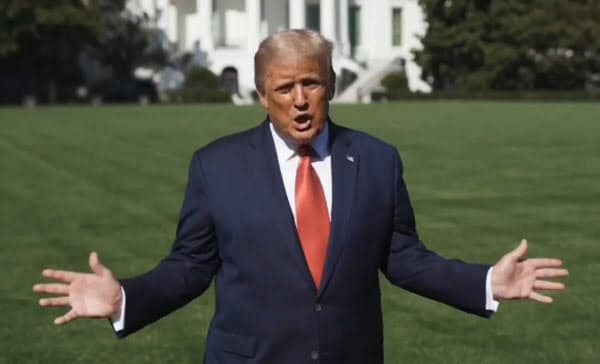 自身のツイッターで新型コロナウイルス感染からの回復を表明するトランプ米大統領(8日)