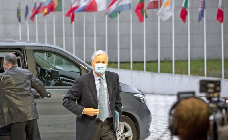 EU総務理事会に出席するバルニエ首席交渉官(13日、ルクセンブルク)=AP EU総務理事会に出席するバルニエ首席交渉官(13日、ルクセンブルク)=AP