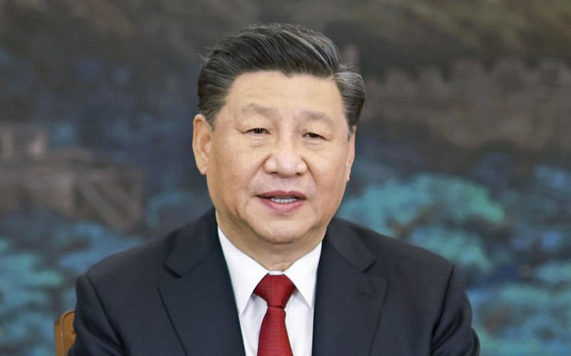 オンラインで開かれたAPEC首脳会議の関連会合で演説する中国の習近平国家主席=19日、北京(新華社=共同) オンラインで開かれたAPEC首脳会議の関連会合で演説する中国の習近平国家主席=19日、北京(新華社=共同)