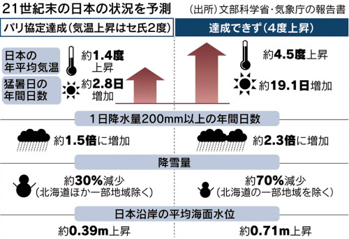 パリ協定目標未達成なら 猛暑日倍増 文科省など予測 日本経済新聞