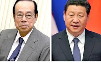　福田康夫元首相、中国の習近平国家主席（右）