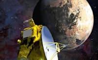 冥王星に近づく無人探査機「ニューホライズンズ」のイラスト（NASA提供）